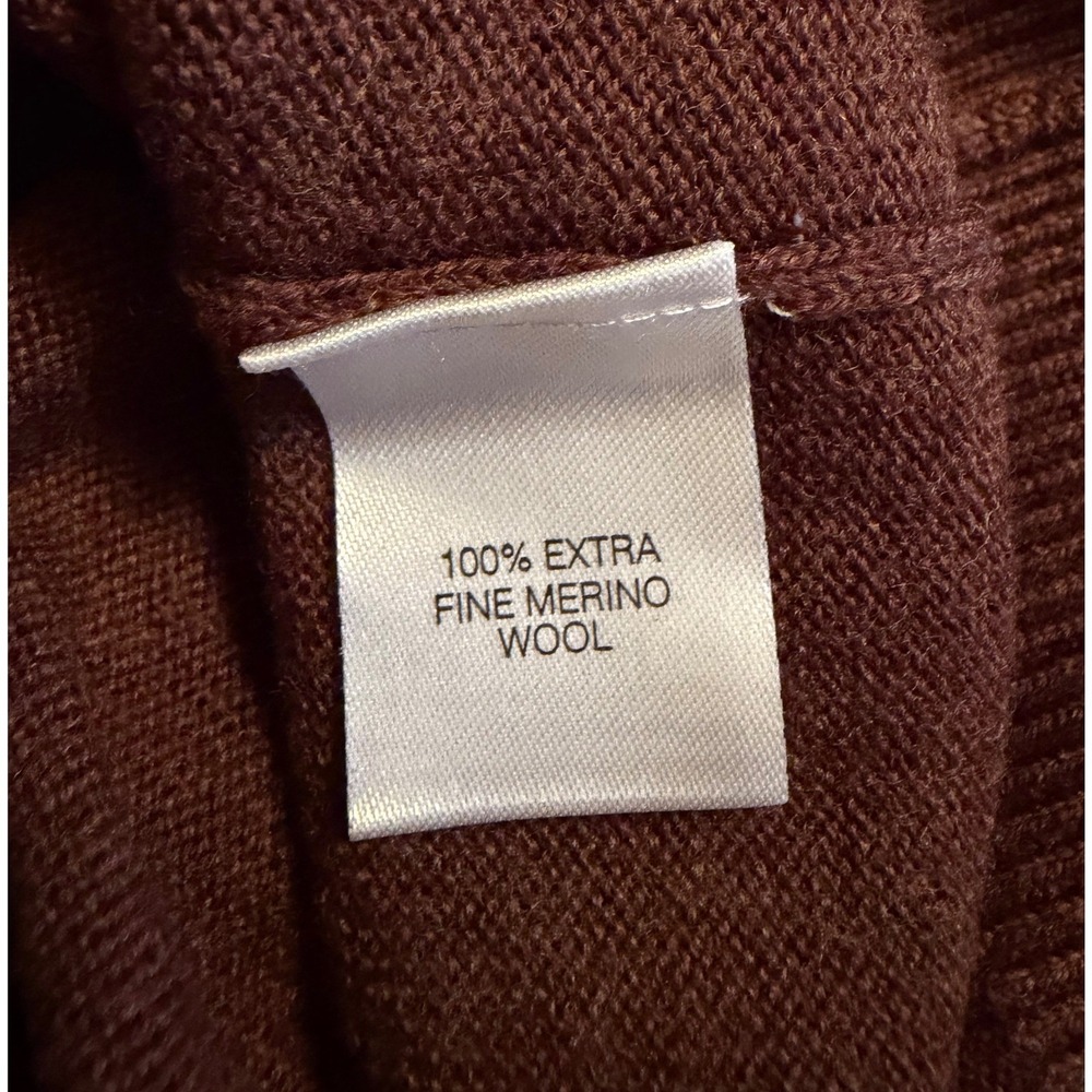 Turnbury Mens Extra Fine Merino Wool V-Neck Sweater Brown Heather Size M - Picture 4 of 5